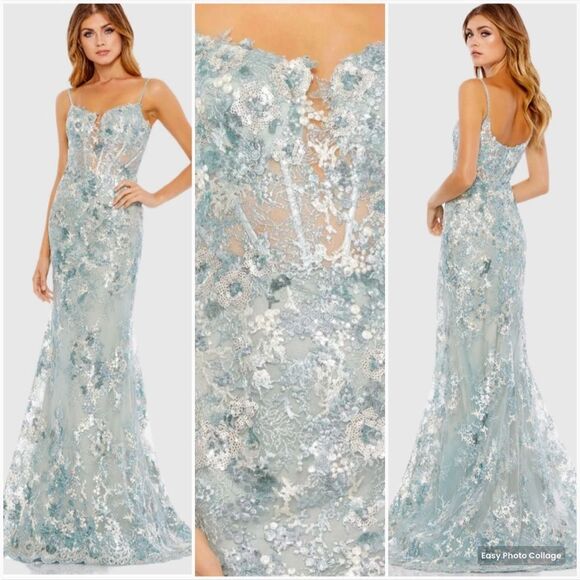 Mac Duggal Dresses & Skirts - Mac Duggal 79297  Womens Corset Spaghetti Strap Trumpet Gown Ice Blue